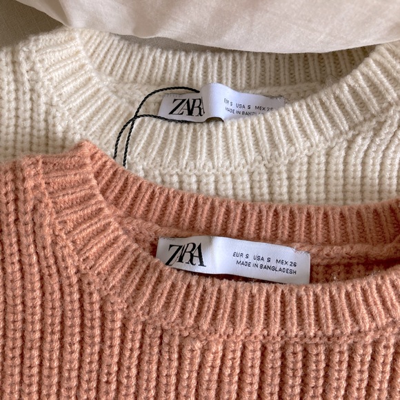 Two sweater knits in cream and light peach colour, Zara size S (pre-owned). - Picture 3 of 6